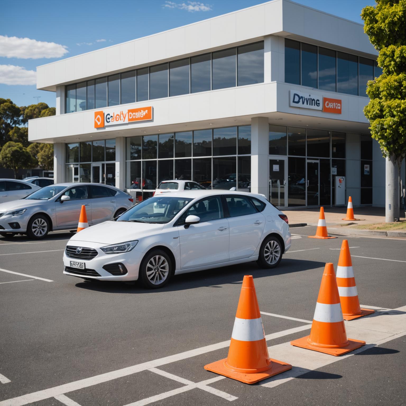 Learner driver preparing for driving test with instructor support